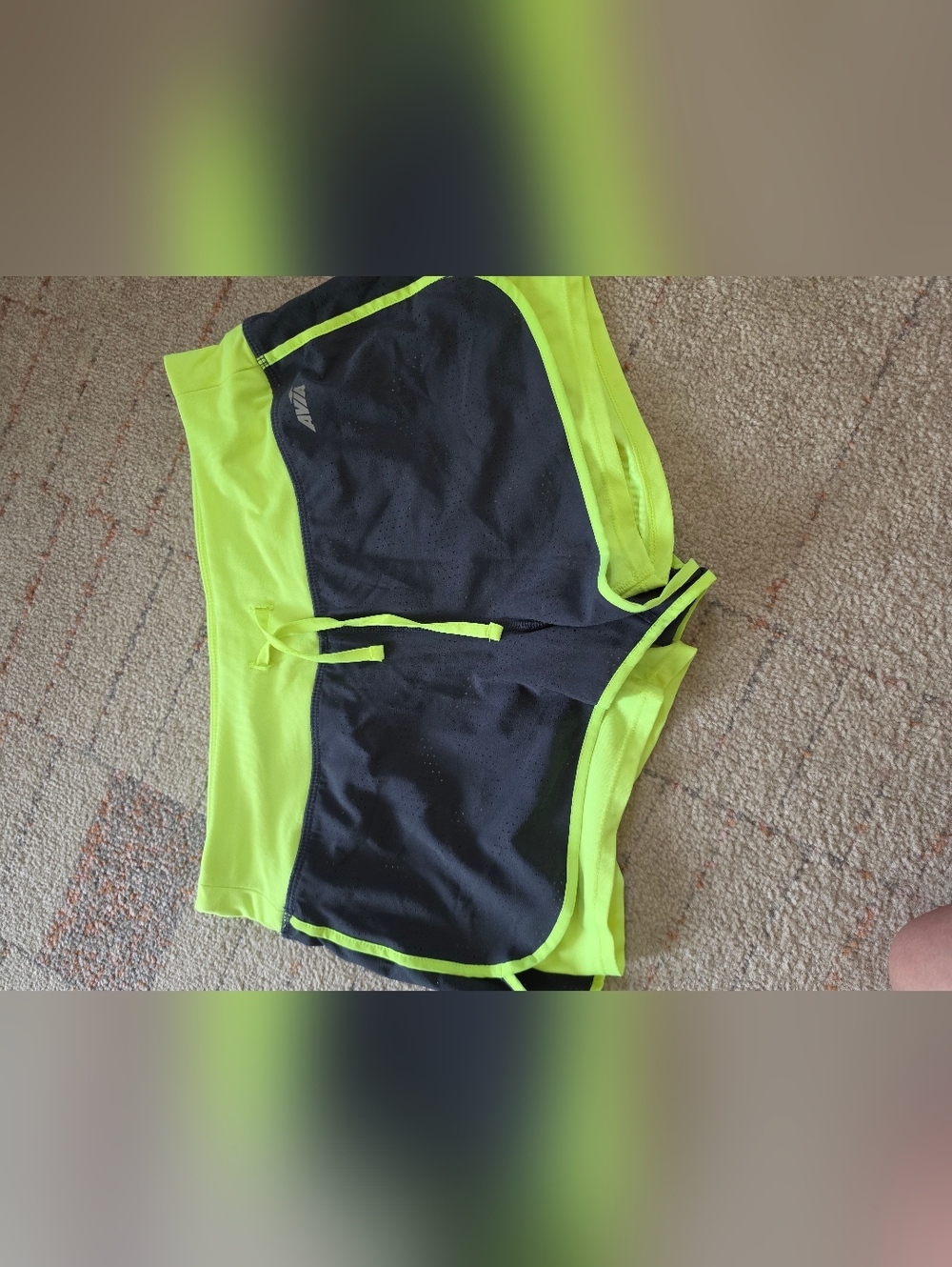 Avia Neon Yellow and Black Athletic Shorts